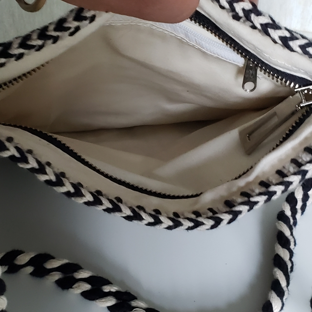 Vtg Y2k Boho Texture Stripe Print Crossbody Bag - Picture 3 of 6